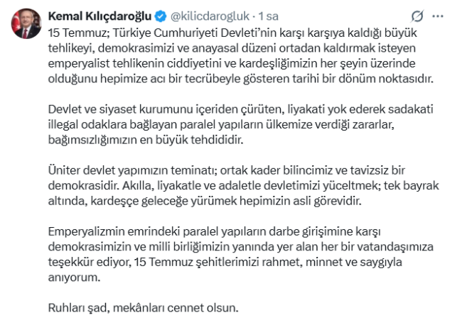kilicdaroglundan-15-temmuz-mes-20054414-8979_1_m Kılıçdaroğlu'ndan 15 Temmuz Mesajı: Demokrasi İçin 12 Maddelik Çağrı
